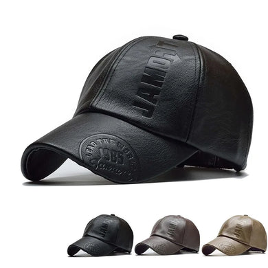 Stylish PU Leather Baseball Cap, Adjustable Spring Autumn Outdoor Hat
