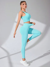Load image into Gallery viewer, Women’s Workout Sets 2 Piece - Seamless Yoga Leggings and Cross-Strap Sports Bra Gym Outfits Activewear Matching Set