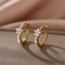 Load image into Gallery viewer, Fashion Stainless Steel Zircon Star Hoops Earrings For Women Vintage Crystal Zirconia Circle Earrings Punk Unisex Rock Jewelry