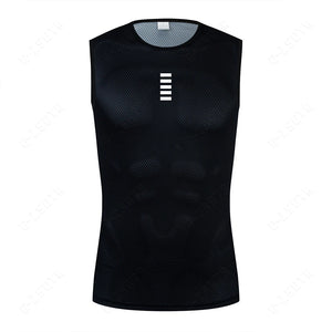 Men's Cycling Base Layer Vest – Quick-Dry Reflective Undershirt for Road Bike