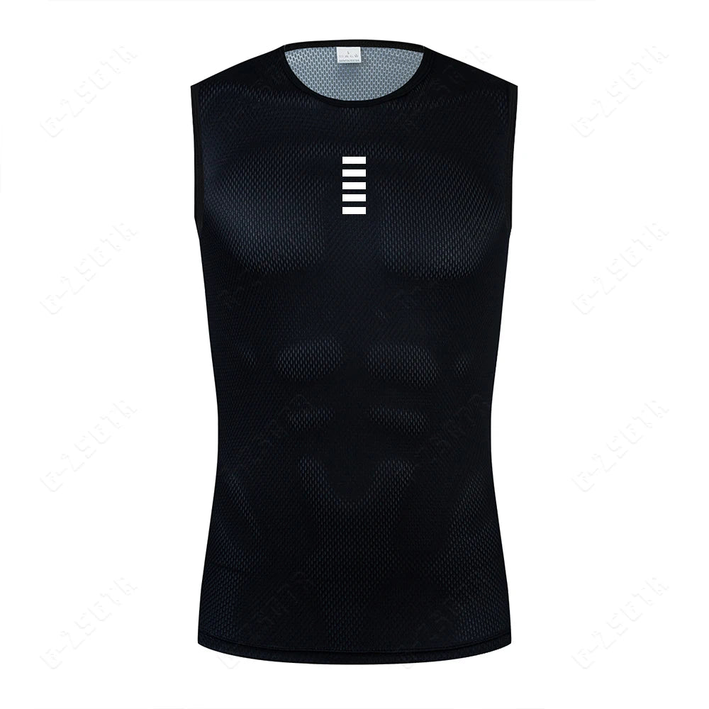 Men's Cycling Base Layer Vest – Quick-Dry Reflective Undershirt for Road Bike