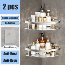 Load image into Gallery viewer, Bathroom Shelf No Drill Wall Mounted Shampoo Bottle Shower Corner Rack Toilet Storage Rack Aluminum Bathroom Kitchen Accessories