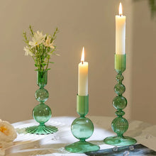 Load image into Gallery viewer, 3Pc/Set Glass Candle Holders Flower Vase Candlestick for Home Wedding Table Centerpiece Decoration