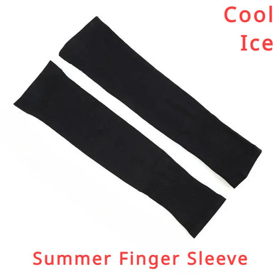 Summer Ice Silk Finger Sleeve Cool Sleeve for Outdoor Riding Fishing, High Elastic Fingerless