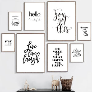 Black White Inspiring Text Art Canvas Prints Home Decor Gifts