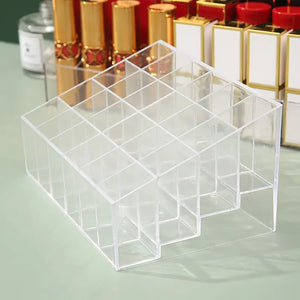 24 Grid Lipstick Holder Acrylic Cosmetics Jewelry Nail Polish Storage Display