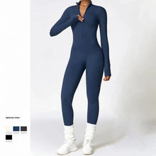 Load image into Gallery viewer, Winter Autumn Women's One-piece Yoga Jumpsuit leggings Long-sleeved Warm ski Overalls Outerwear High Elastic Cycling Bodysuit