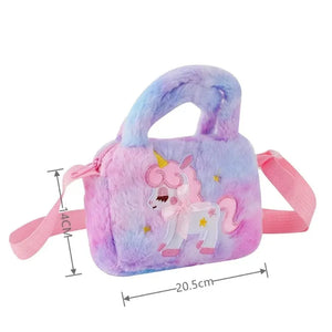 : Kids Unicorn Crossbody Purse: Plush, Embroidered, Rainbow