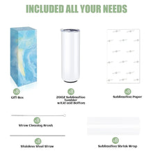 Load image into Gallery viewer, HTVRONT 8 Pack 20 OZ Sublimation Tumbler Blanks Skinny Straight in Bulk, Stainless Steel Insulated Sublimation Tumbler