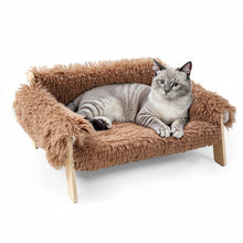 Load image into Gallery viewer, Large Cat Bed Sturdy Wooden Leg Raised Plush Cat Sofa Bed Kitten Bed for Indoor Cats - Soft Cat Couch
