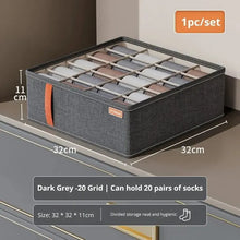 Load image into Gallery viewer, 6-20 cell Underwear Storage Box Dark Grey Socks Bra organizer Drawer Division Multifunctional Household Wardrobe Classification