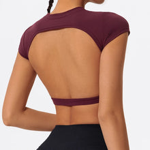 Load image into Gallery viewer, Hearuisavy Sports Shirts Workout Tops Fitness Activewear Female Quick-Dry Yoga Clothes Sport Crop Tops Backless Gym Top Women