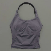 Load image into Gallery viewer, HISTELLO Impact Halter Top Seamless Longline Strappy Gym Top Women Built-in Bra Removable Cups Activewear Yoga Tank Tops