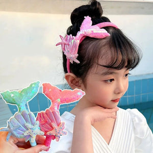 Cute Sequins Mermaid Tail Headbands Rainbow Princess Baby Hair Bands Kids Party Accessories