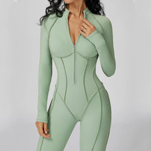 Load image into Gallery viewer, Yoga Bodysuit Long Sleeved Women's Tracksuits Gym Zipper Jumpsuits Sports Workout High-intensity Fitness One-piece Tights Suit