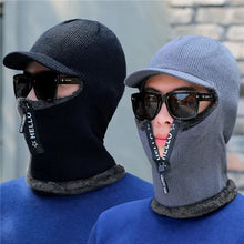 Load image into Gallery viewer, New Men Winter Warm Wool Hat Outdoor Ear Protection Hats Warm Thick Bicycle Knitted Capd Scarf Windproof Visors Cap