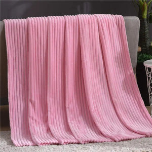 Winter Flannel Blanket | Soft Coral Fleece Faux Fur Throw, Plaid Bedspread & Sofa Cover