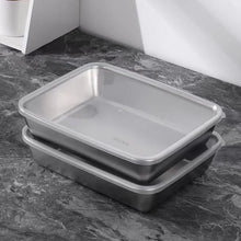 Load image into Gallery viewer, Thickened Square Plate Stainless Steel Rectangular Food Storage Pan With Lid Commercial Dish Tray Freshing Lunch Box Container