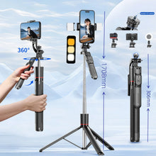 Load image into Gallery viewer, Selfie Stick 1.7 Meter Ultra Long Stretch Portable debounce Phone Holder Bluetooth Remote With Fill light Tripod Stand For Live