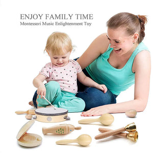 Montessori Wooden Music Instruments Set - Educational Baby Toy Natural Wood, Newborn to 12M