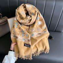 Load image into Gallery viewer, Women Winter Cashmere Scarf Embroidered Thick Shawl Wrap
