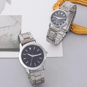 Stainless Steel Couple Quartz Wristwatch Set - Fashion Business Watches