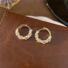 Load image into Gallery viewer, French Imitation Pearl Circel Earring Small Round Hoop Earrings For Women New Design Texture Earrings Jewelry Elegant Gift
