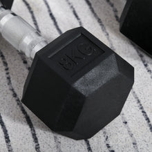 Load image into Gallery viewer, HOMCOM Rubber Dumbbell Sports Hex Weights Sets Home Gym Fitness Hexagonal Dumbbells Kit Weight Lifting Exercise (2 x 8kg)