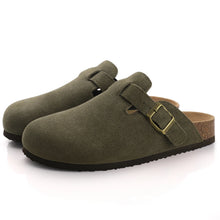 Load image into Gallery viewer, Comwarm Fashion Women's Suede Mules Slippers Men Clogs Cork Insole Sandals With Arch Support Outdoor Beach Slides Home Shoes
