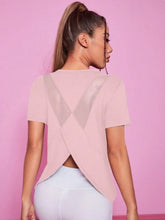 Load image into Gallery viewer, Yoga outfit women's summer sports T-shirt loose breathable quick drying top mesh back training fitness short sleeved
