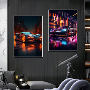 80s 90s Neon Cyberpunk Poster - Colorful Wall Art for Fantasy Room Decor
