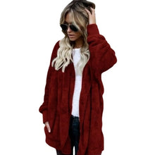 Load image into Gallery viewer, 12 Colors Fleece Sweatshirt Long Cardigans Autumn Winter Female Long Sleeve Double Side Wear Flurry Loose Hoodie Coats Outwear