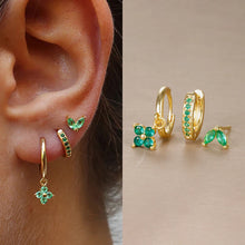 Load image into Gallery viewer, 3PCS Trendy Stainless Steel Flower Drop Earring Set For Women Crystal Zirconia Dangle Earring Hypoallerg Piercing Jewelry aretes