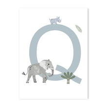 Load image into Gallery viewer, Customized Baby Name Poster Jungle Animals Lion Zebra Elephant Canvas Painting Kis Bedroom Wall Art Print Pictures Nursery Decor