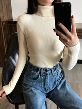 Load image into Gallery viewer, 2025 Autumn Winter Thick Sweater Women Knitted Ribbed Pullover Sweater Long Sleeve Turtleneck Slim Jumper Soft Warm Pull Femme
