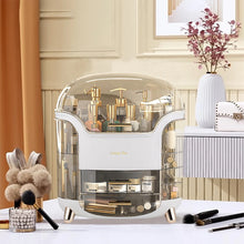 Load image into Gallery viewer, Stylish Makeup Storage Box 28x20x34cm Large Capacity Organizer with Drawers Lipstick Holders Rotating Brush Compartments,White