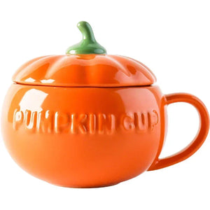 Pumpkin Cup with Lid & Spoon – Creative Ceramic Water Cup for Breakfast & Oatmeal