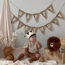 Load image into Gallery viewer, Vintage Burlap Happy Birthday Party Banner Decoration Photography Props