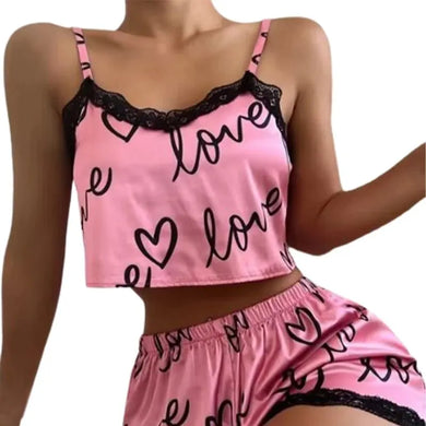 2-Piece Women's Pajama Shorts Set - Sexy Lingerie Camisoles & Tanks - Ladies Sleepwear