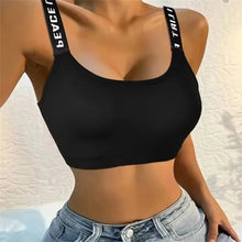 Load image into Gallery viewer, Sports underwear Women Yoga Fitness Seamless Crop Top Wide Letter Straps Comfortable Workout Activewear