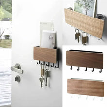 Load image into Gallery viewer, Wall Hanging Bamboo Key Hanger Holder Wall Organizer Rectangle Key Rack Hooks Coat Hooks Home Decoration Coat Hanger