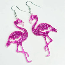 Load image into Gallery viewer, Shiny Pink Butterfly Heart Acrylic Earrings - Geometric Design Women&#39;s Jewelry