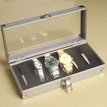 Load image into Gallery viewer, Useful Aluminium Watches Box 12 Grid Slots Jewelry Watches Display Storage Box Square Case Suede Inside Rectangle Watch Holder