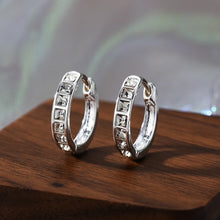 Load image into Gallery viewer, New 925 Sterling Silver Shining Zircon Earrings Women's Circle Round Earrings Fashionable Elegant Jewelry Birthday Party Gifts