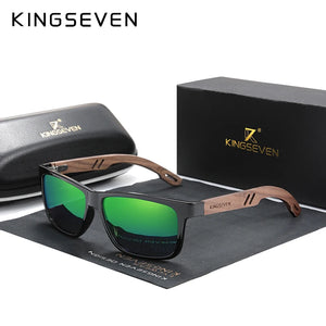 KINGSEVEN TR90 & Walnut Wood Polarized Sunglasses for Men Handmade Reinforced Hinge