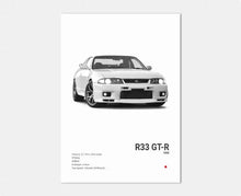 Load image into Gallery viewer, Black and White Japan Cars Luxury Super Sport Car Poster Aesthetic R34 Gtr 240sx Canvas Print for Wall Art Garage Room Decor