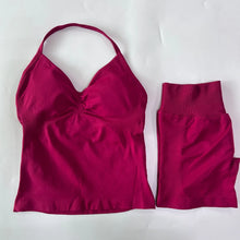 Load image into Gallery viewer, No Logo 2Pcs Gym Set Women Backless Tank Tops High Waist Scrunch Seamless Shorts Gym Suit Fitness Clothes Activewear Workout Set