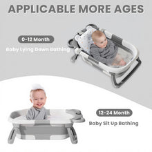 Load image into Gallery viewer, Portable Travel Bathtub, Collapsible Baby Bathtub, with Thermometer &amp;1Soft Floating Cushion, with Drain Hole,For Baby 0-36 Month