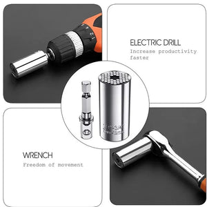 Multifunctional Silvery Magic Socket Wrench Electric Drill Screw Tool Set