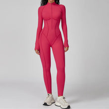 Load image into Gallery viewer, Yoga Bodysuit Long Sleeved Women's Tracksuits Gym Zipper Jumpsuits Sports Workout High-intensity Fitness One-piece Tights Suit